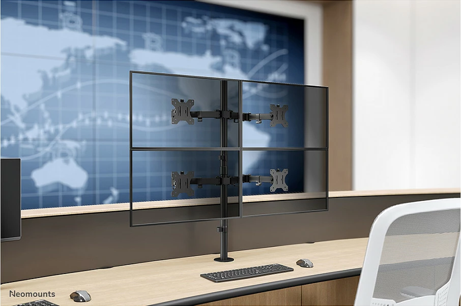 Krah monitori Neomounts FPMA-D550D4BLACK, për 4 ekrane, 13-32", rregullim lartësie, ngjyrë e zezë