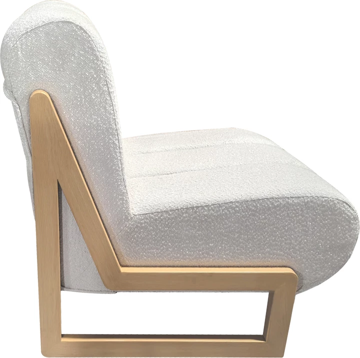 Fotel Cocoon, material i bardhë, këmbë natyrale, 65x75x77cm