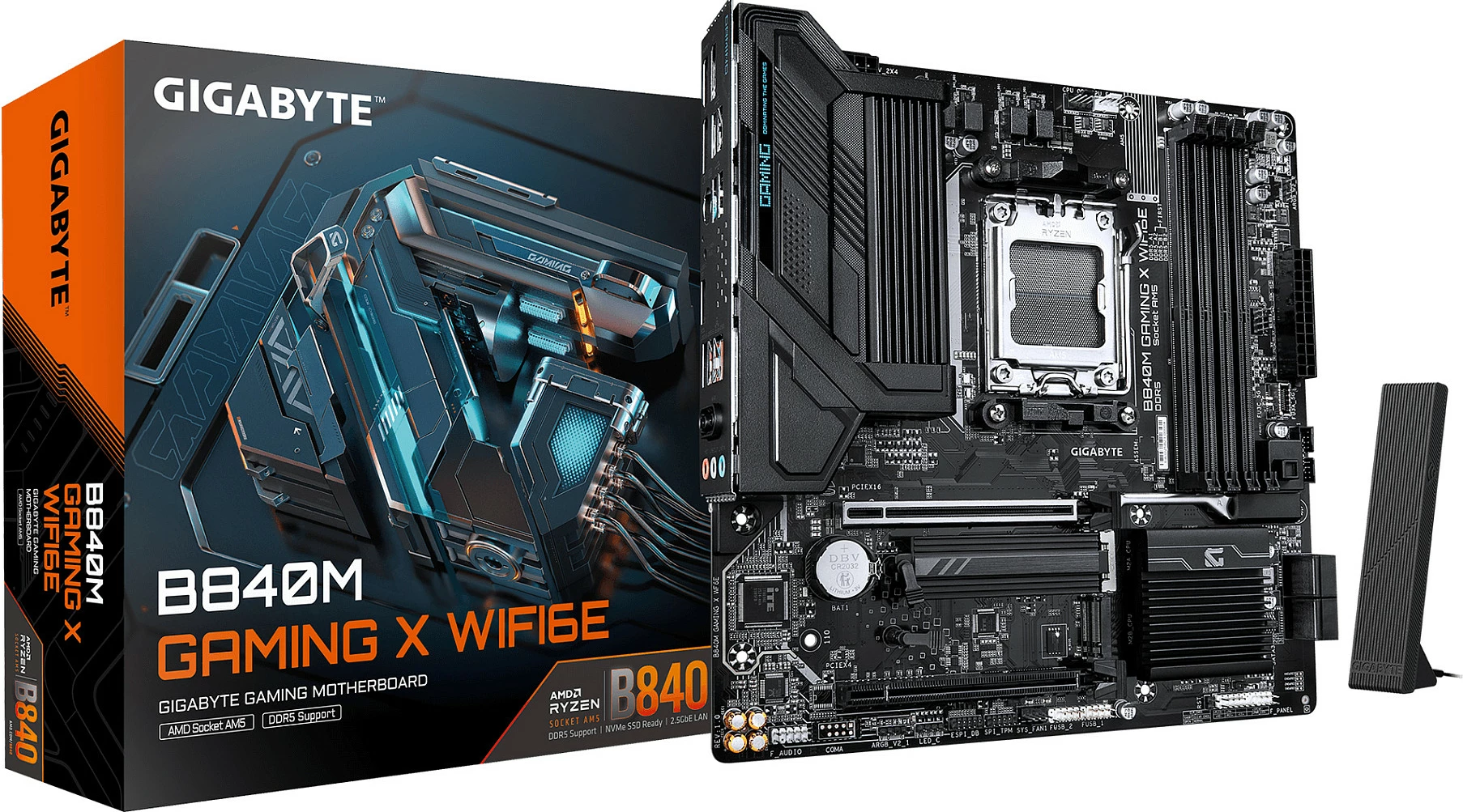 Pllakë amë Gigabyte B840M GAMING X WIFI6E, Socket AM5, DDR5 8200MHz OC, Wi‑Fi 6E, micro ATX