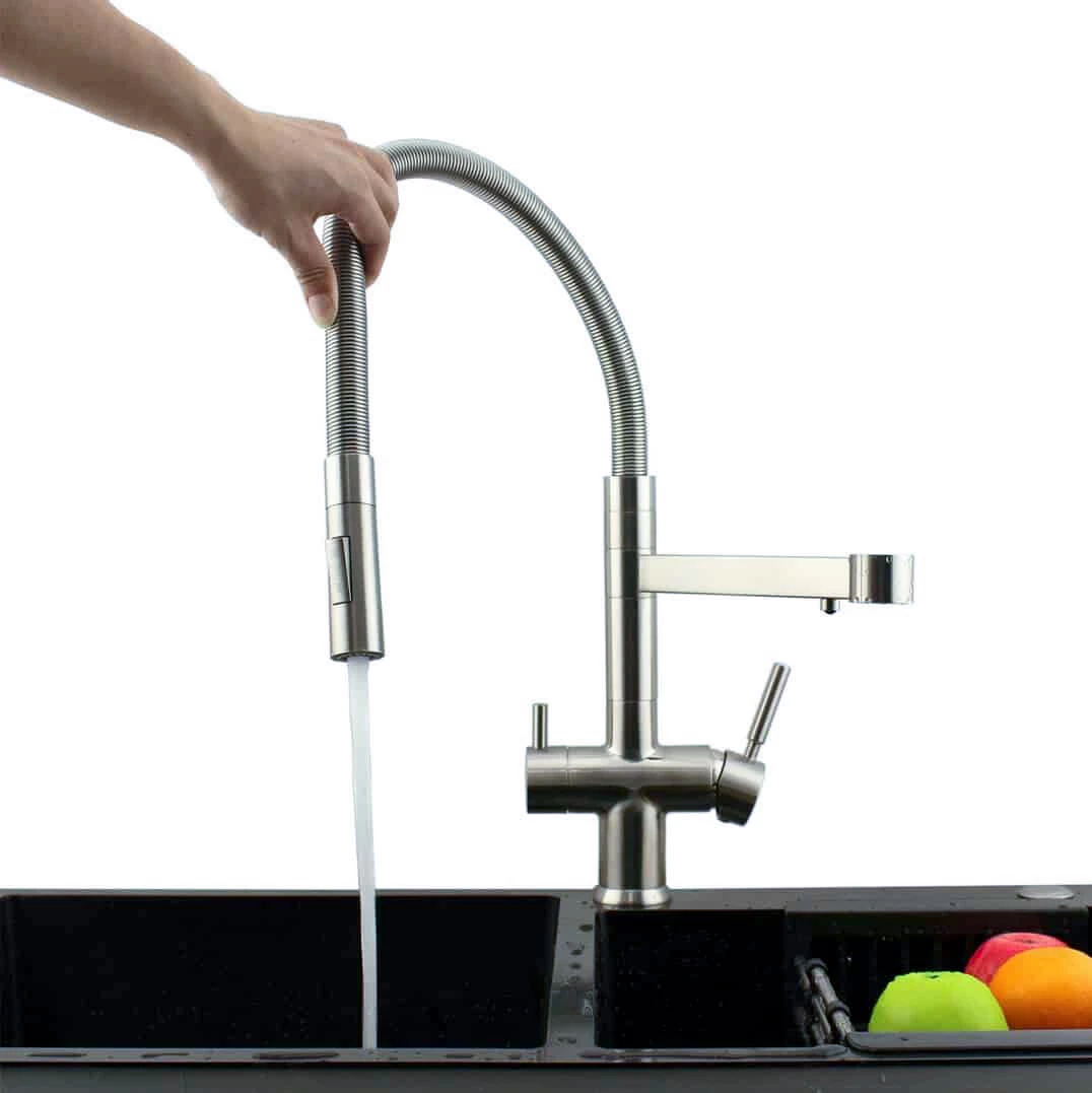 Rubinet uji me dush ndarës, krom i fërkuar