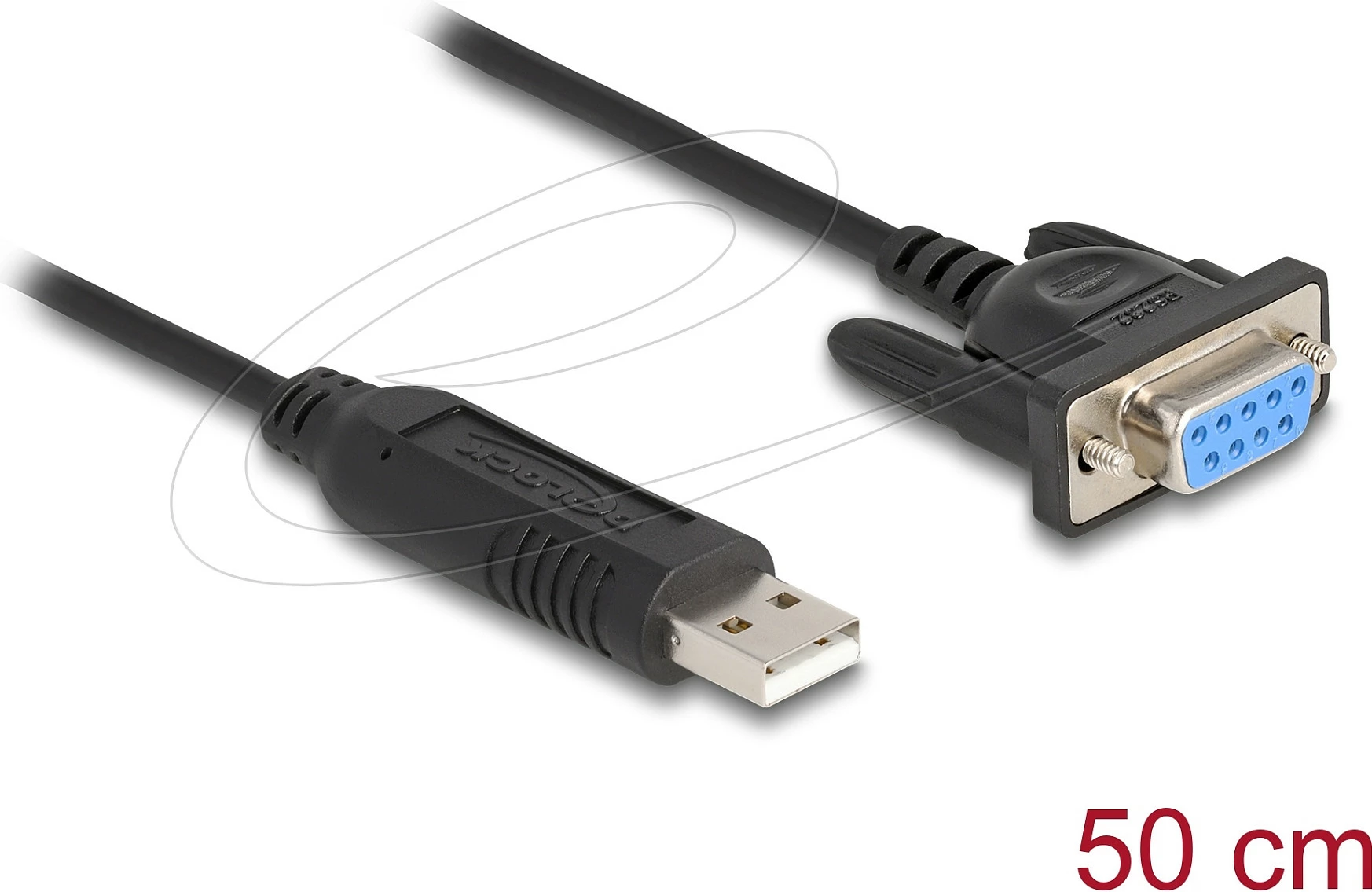 Adapter USB 2.0 në Serial RS-232 DeLOCK, DB9/Sub-D 9-pin femër, 50 cm, i zi