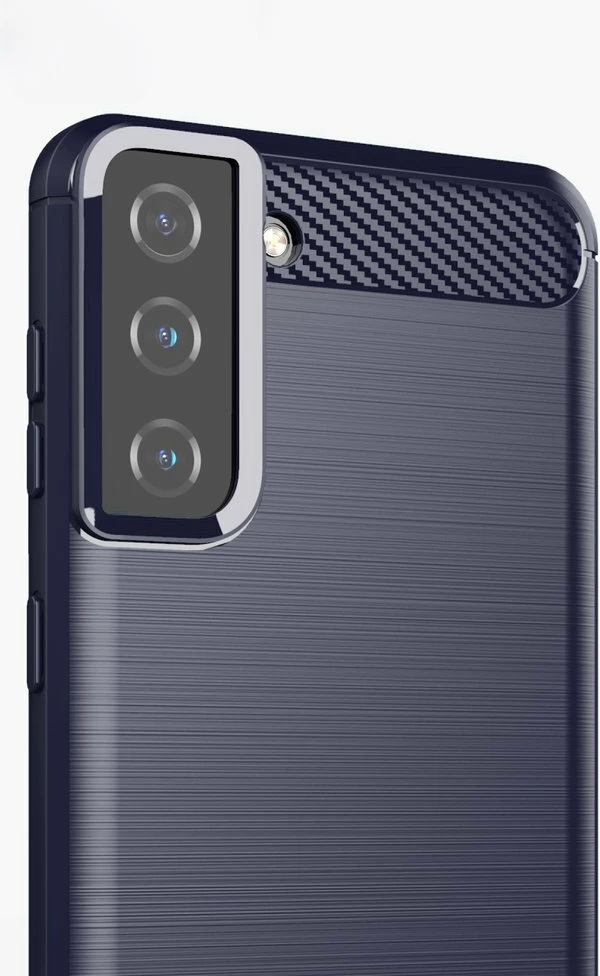 Mbështjellës Hurtel Carbon Case për Samsung Galaxy S21+ 5G, TPU, blu