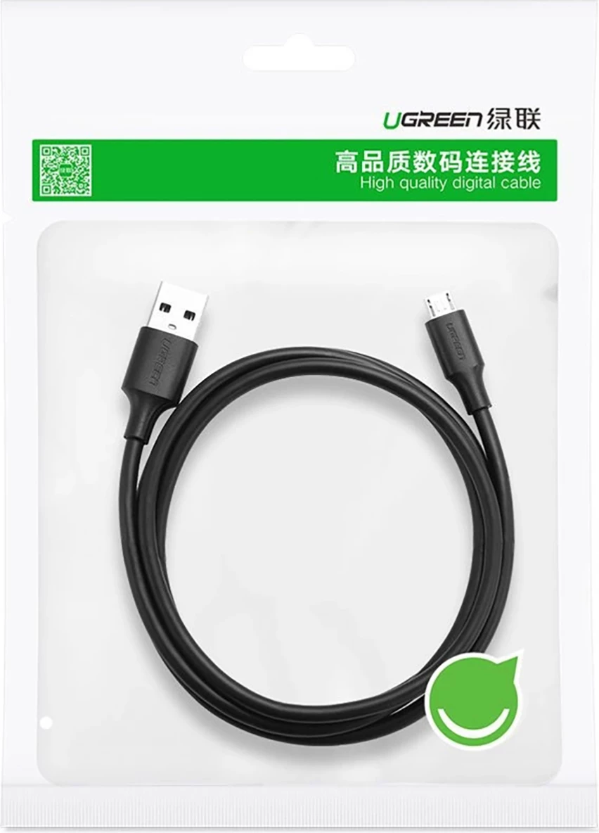 Kabllo Ugreen US289 60135, micro USB / USB-A, 0.5m, e zezë