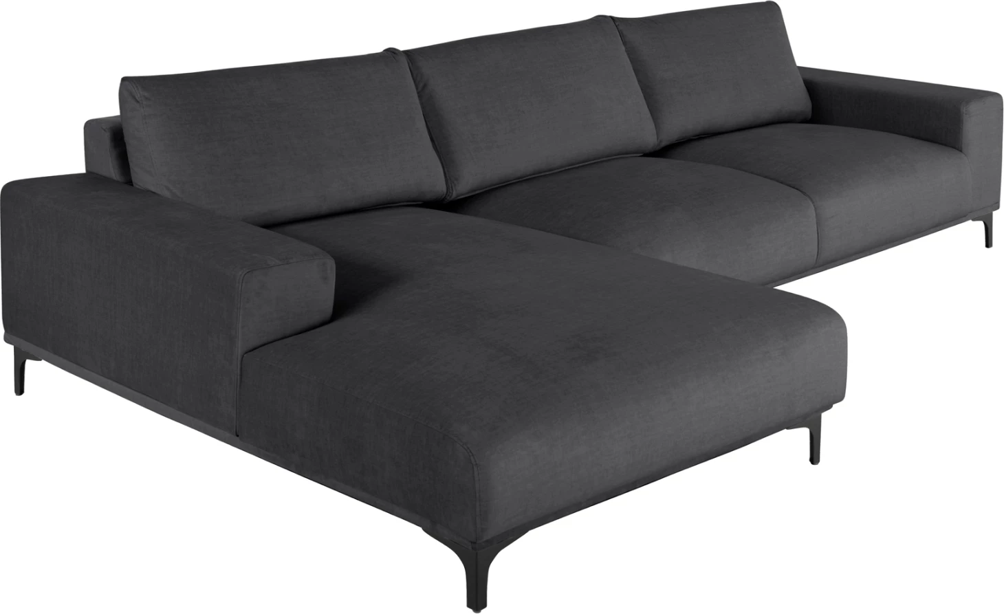 Divan qoshe (majtas) NOA FH3278.02L, pëlhurë antracit, 288x90-157x67-80H cm