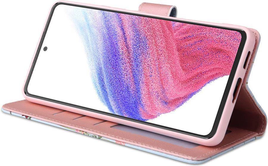 Mbështjellës HAVANA Onasi 17271 për Samsung Galaxy A14, tip portofol me kapak, mbyllje magnetike, 2 vende për karta, Vjollcë pranverore