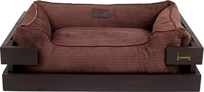 Harley & Cho Shtrati për kafshët "Dreamer Wood" prej druri (L, i kaftë + kadife i kaftë)