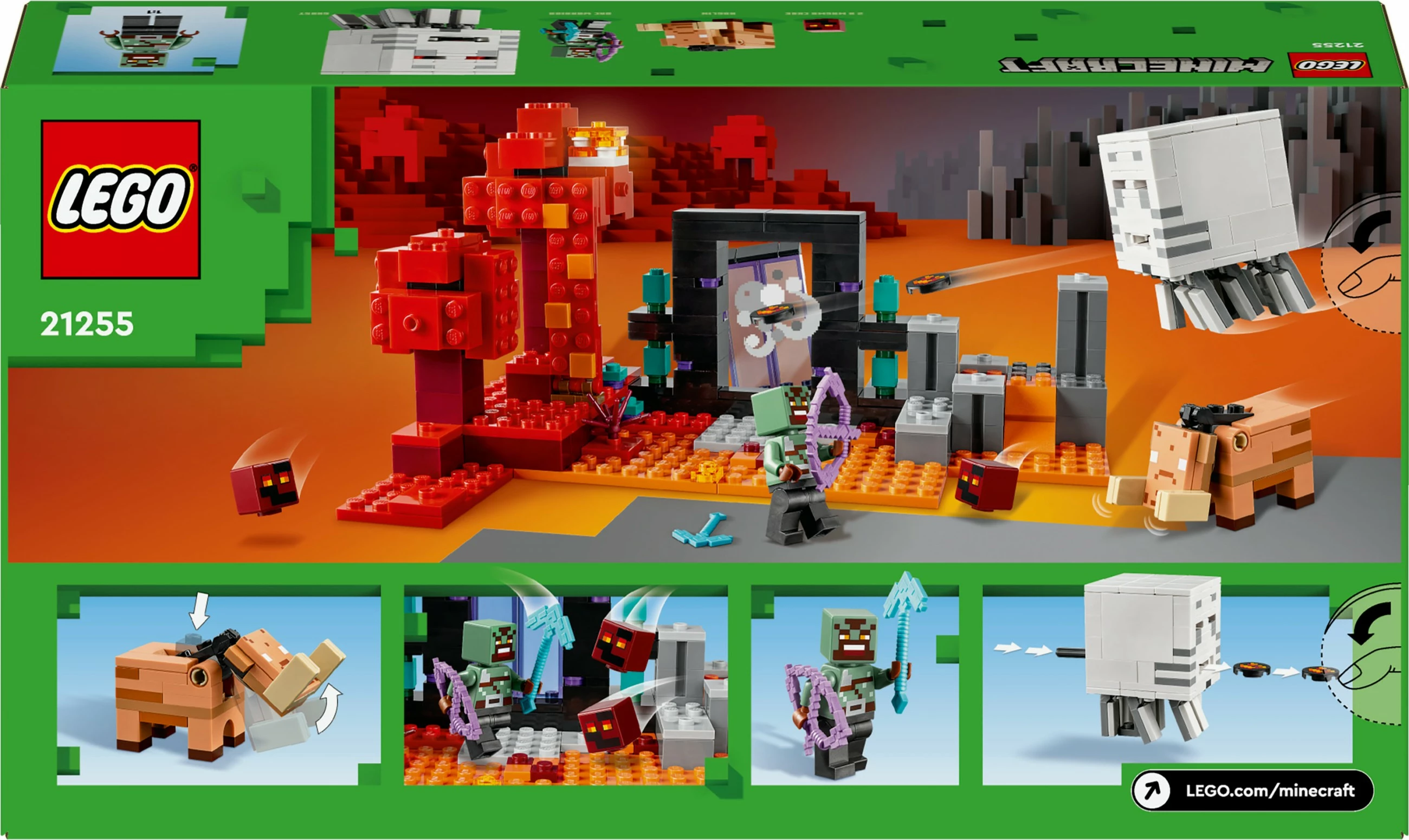 Set ndërtimi LEGO Minecraft 21255 Hinterhalt am Netherportal, shumëngjyrësh