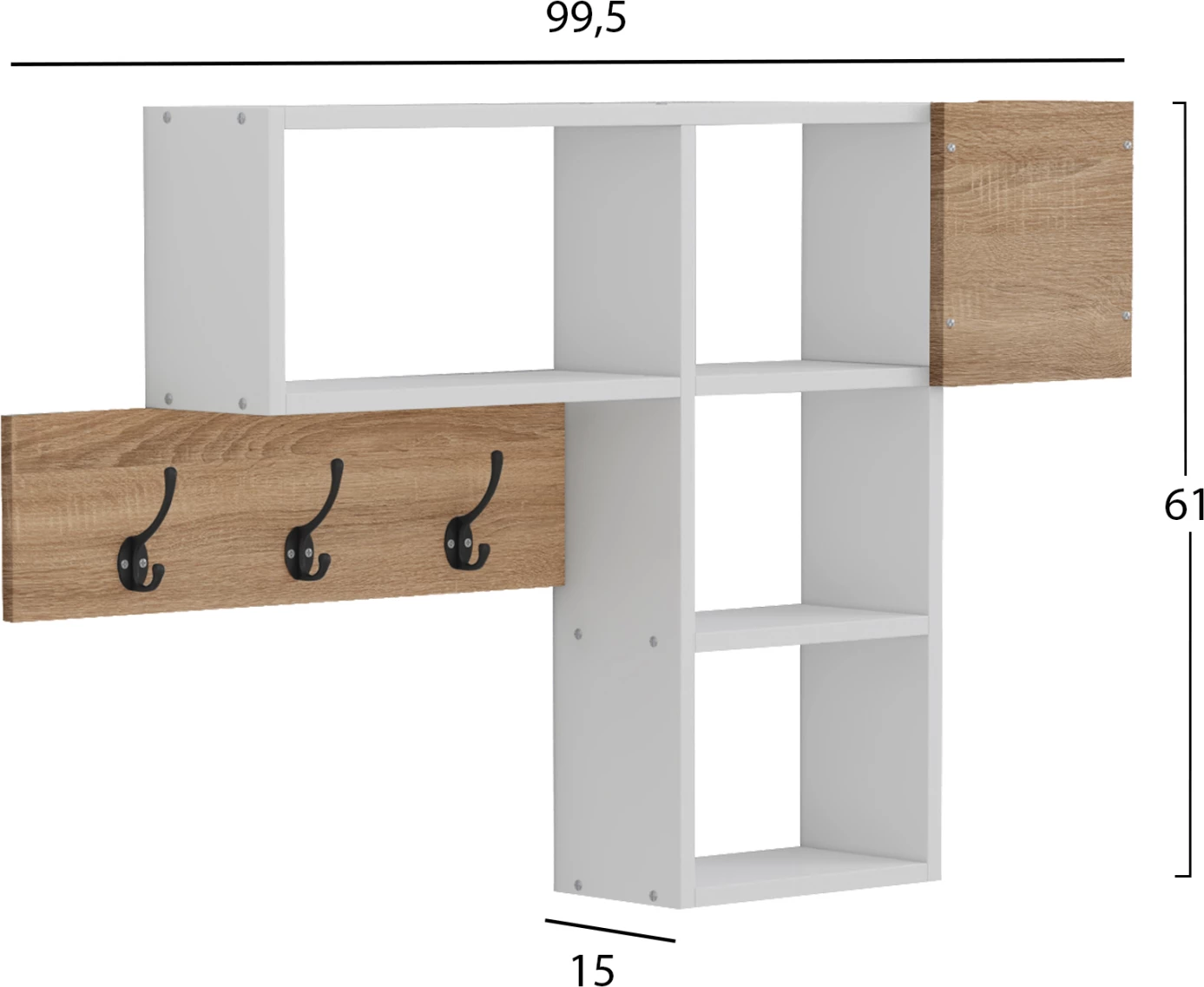 Varëse hyrëse me rafte HARLAN FH8973.12, melaminë Sonoma-Bardhë, 99.5x15x61H cm