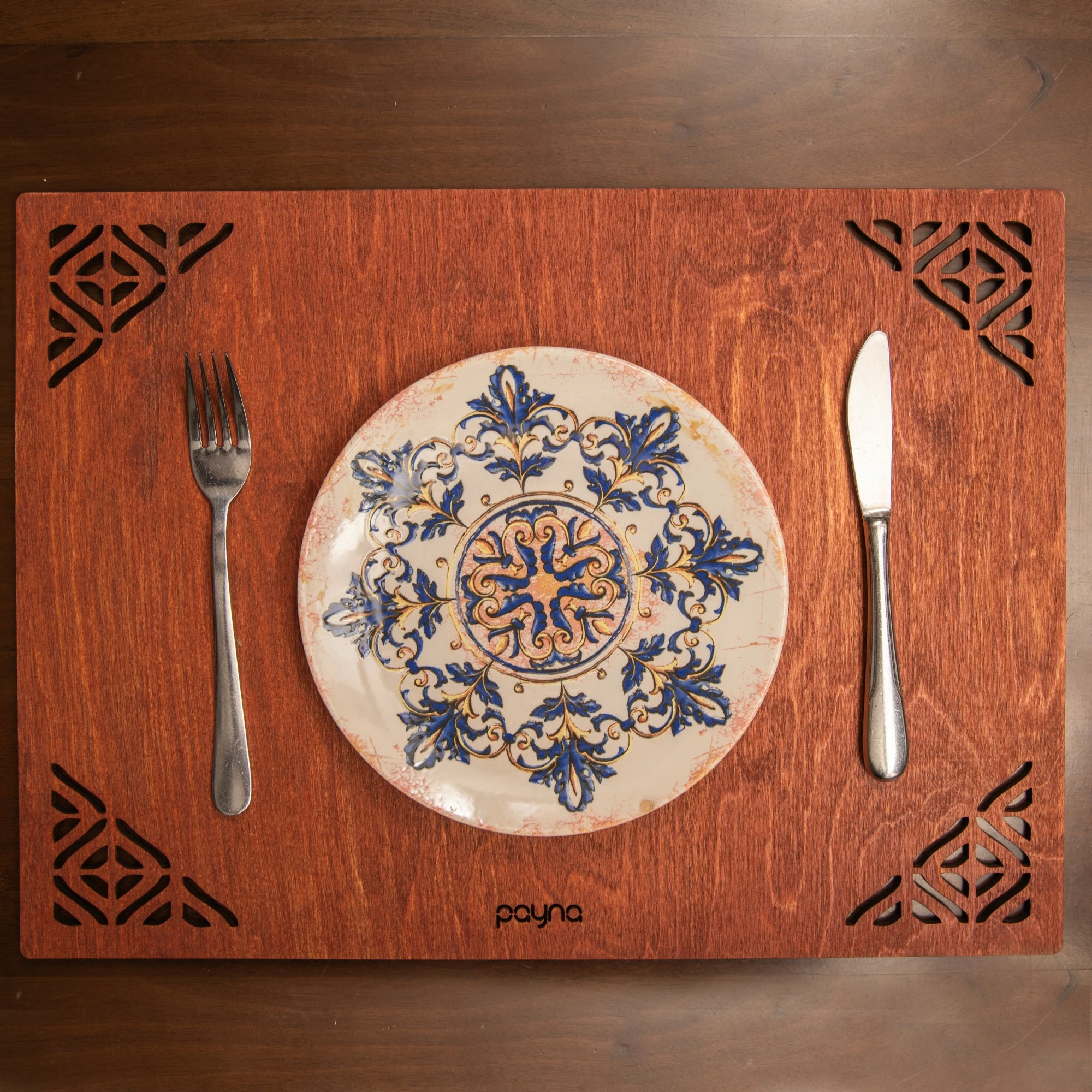 Set nënshtruesish tavoline prej druri, Hermia, Corpat, ngjyrë rozë (6 copë)