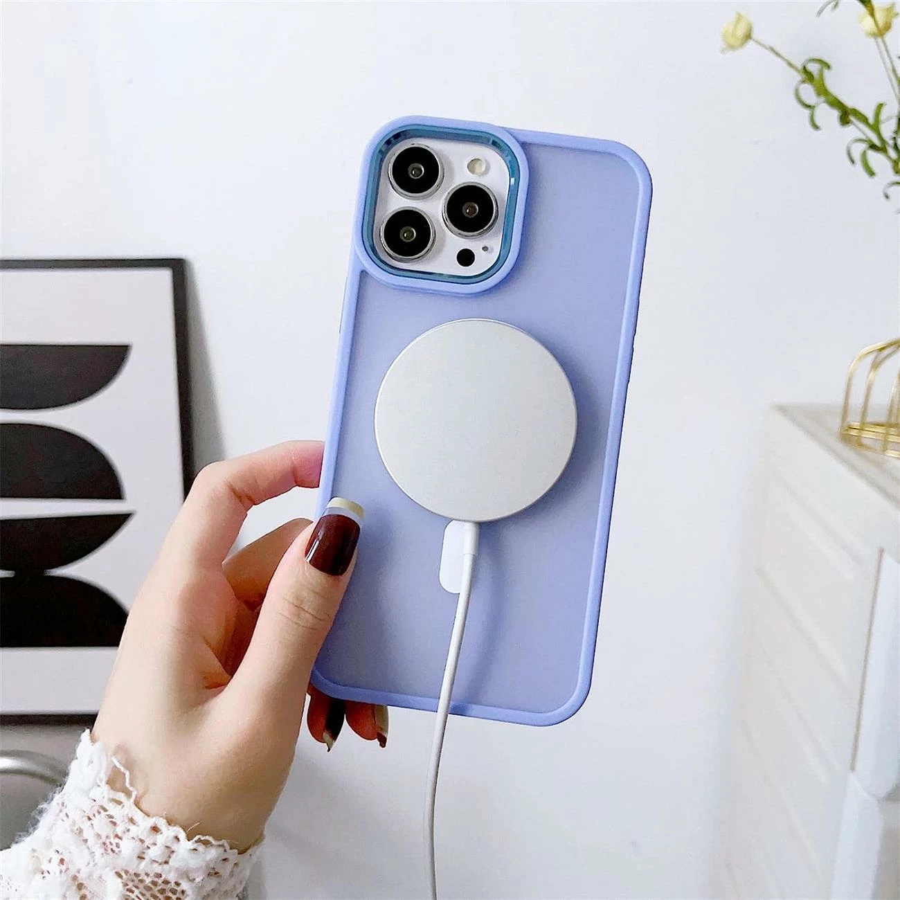 Mbështjellës Hurtel Color Matte Case për iPhone 14 Plus, MagSafe, i zi