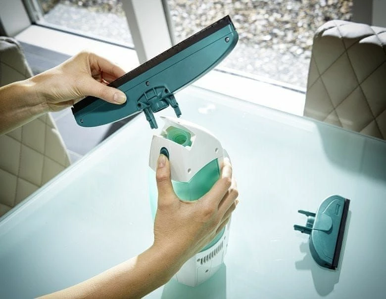 Pastrues dritaresh me bateri Leifheit Dry&Clean 51003, 28 cm, rezervuar 100 ml, set me shkop Click, e bardhë