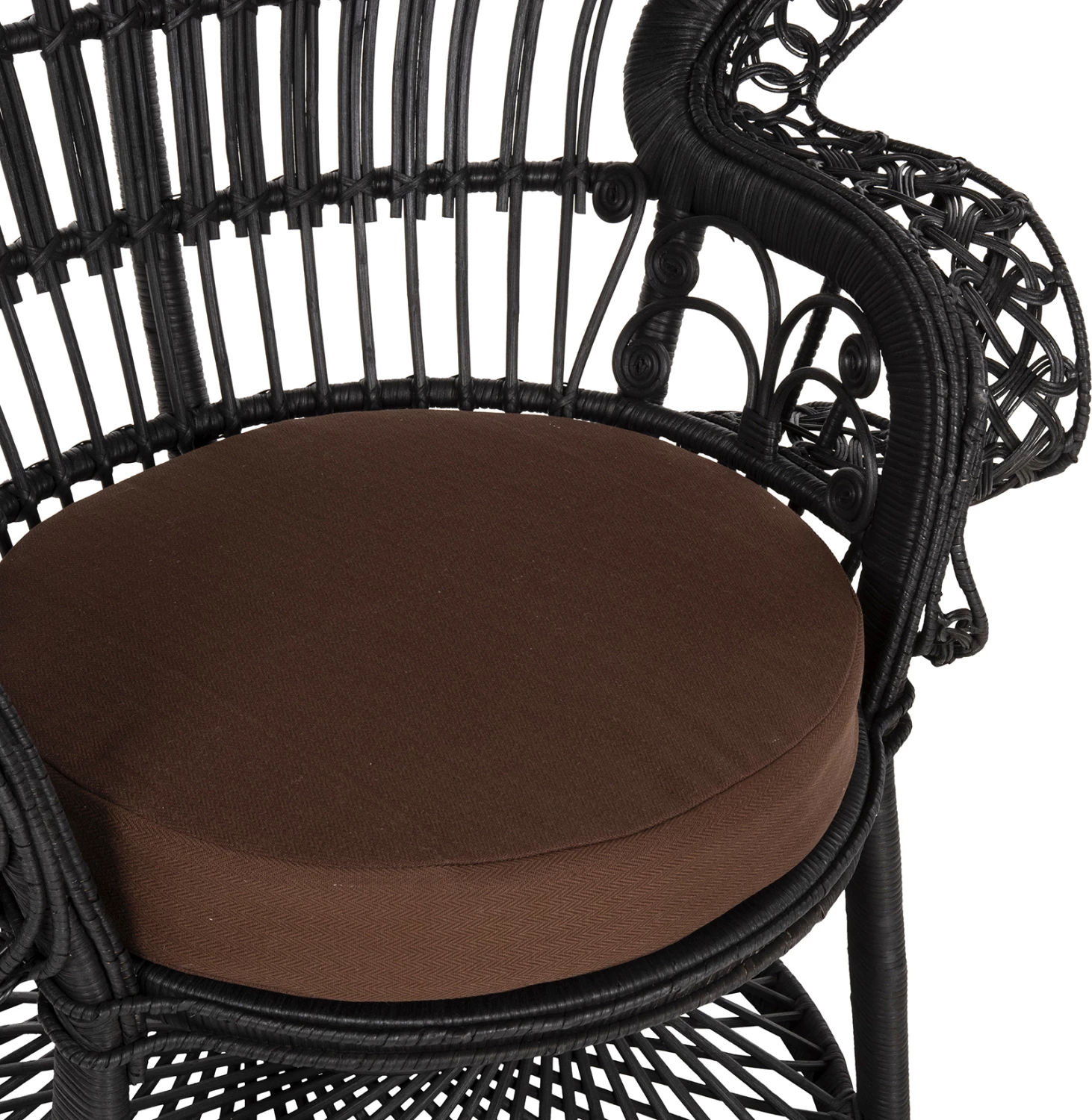 Karrige mbretërore palloi, FH9342.03, rattan, ngjyrë e zezë, jastëk kafe, 114x72x150H cm