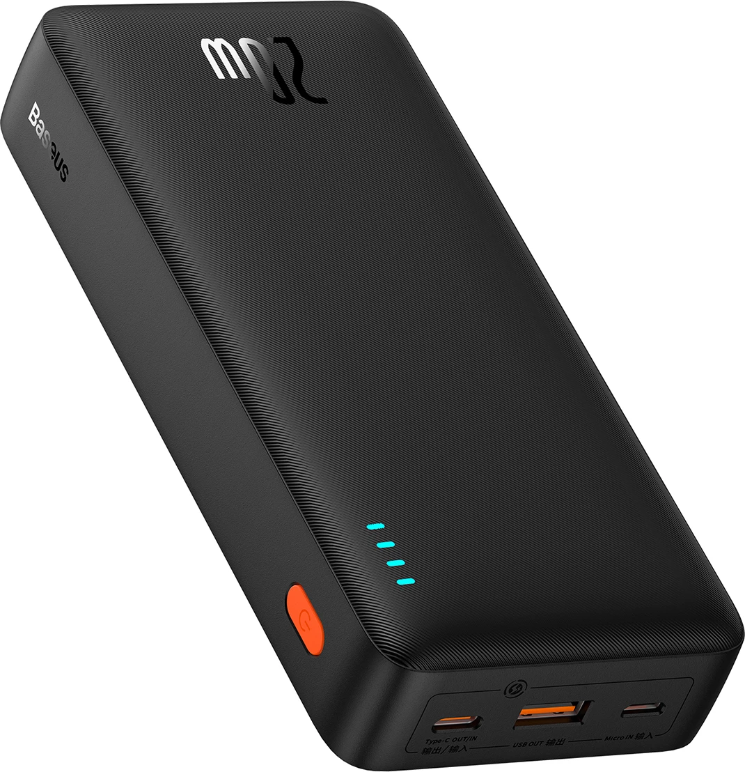 Power bank Baseus Airpow 20000mAh, 20W, me kabllo USB-A në USB-C, e zezë