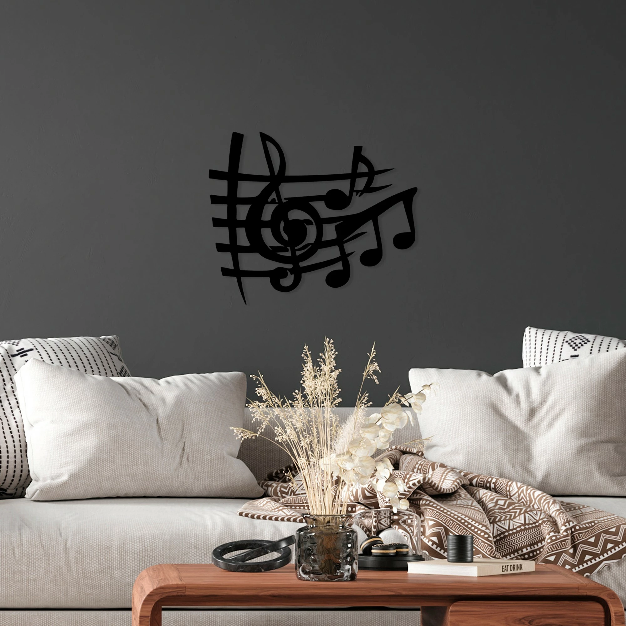 Aksesor dekorativ metalik për mur, Wallity, muzikor 3