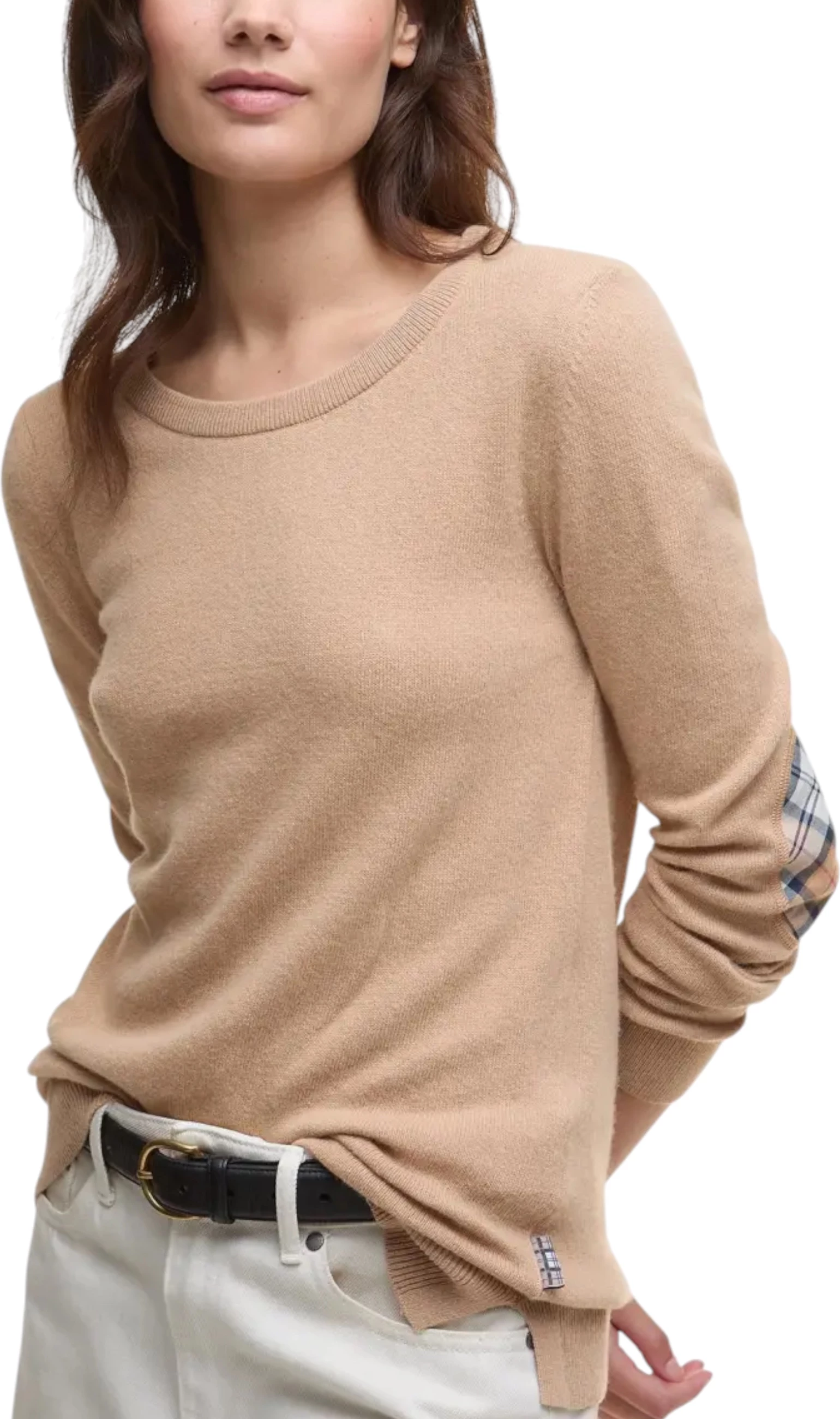 Xhemper për femra Barbour Pendle Crew Knit LKN1075, bejzh [Madhësia: 14]