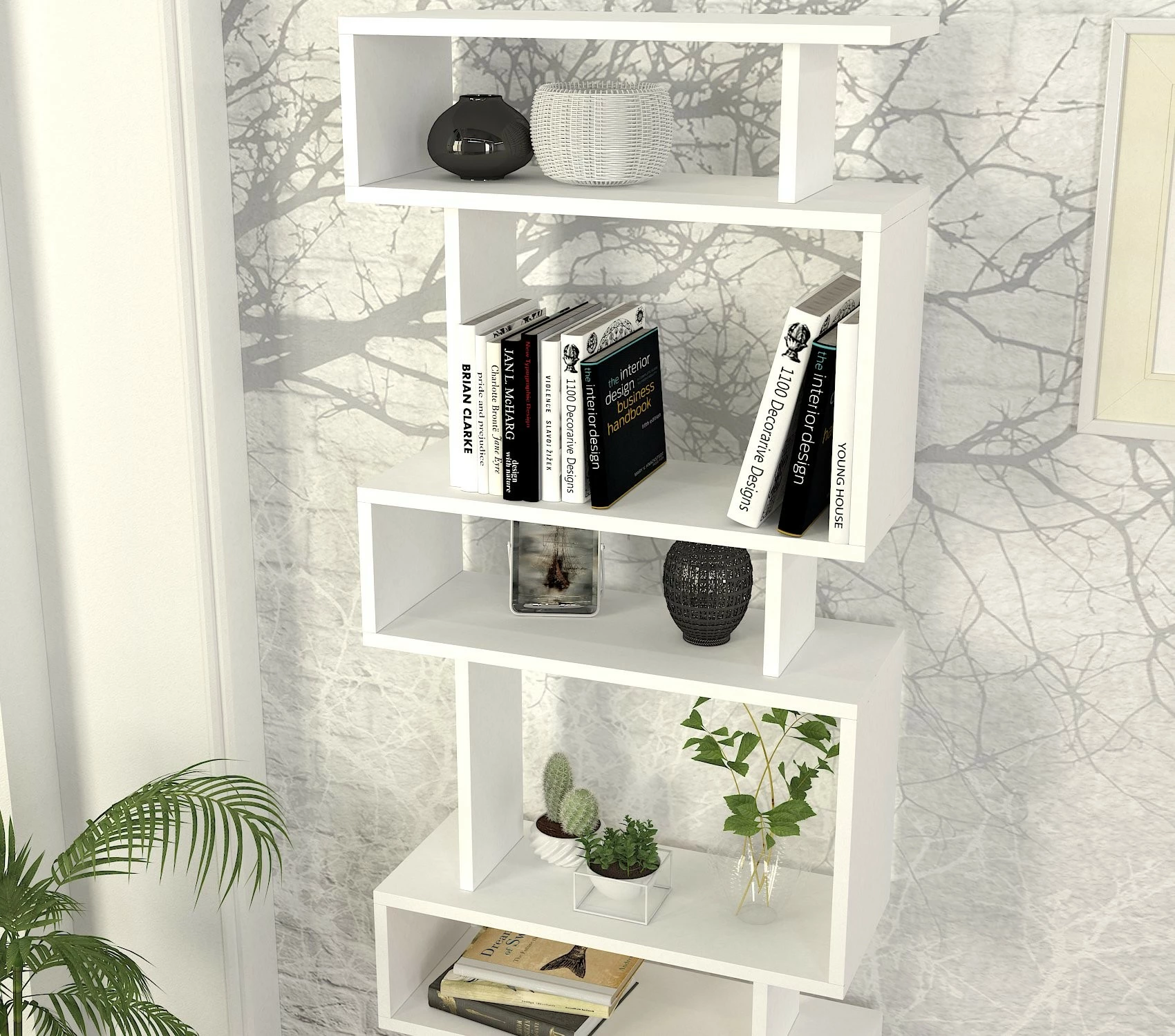 Raft librash Hanah Home, Blok, i bardhë