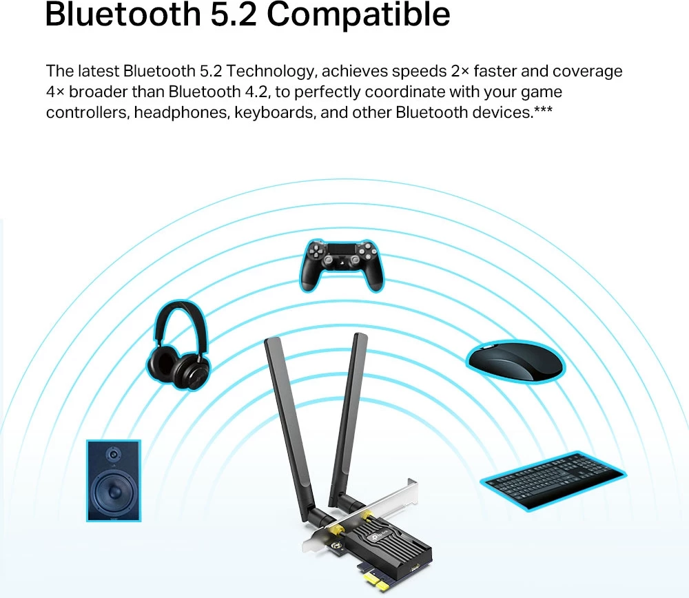 TP-Link Archer TX20E V1 AX1800 Wi-Fi 6 PCIe Adapter, Bluetooth 5.2, Dual Band, 2 Antena, WPA3