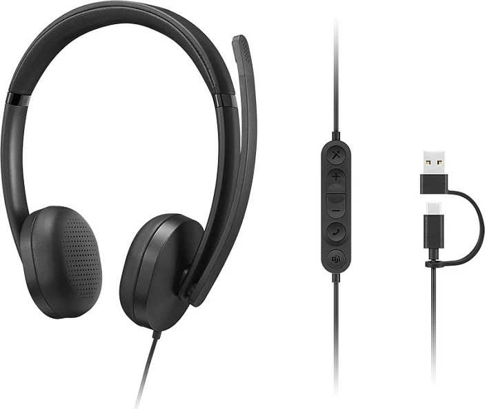 Kufje me mikrofon Lenovo 5000 Teams, USB-C, me kabllo 1.9 m, të zeza