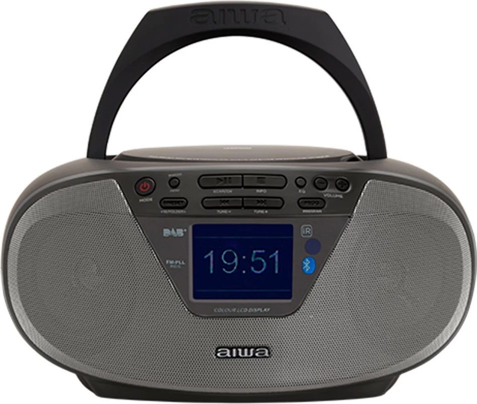 Radio boombox AIWA BBTU-500DAB/BK, CD/MP3/USB/Bluetooth, DAB+/FM-RDS, 6W RMS, ekran 2.4\", e zezë