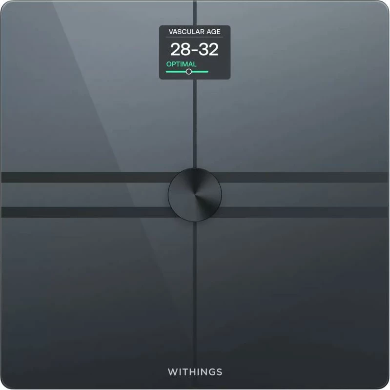 Peshore smart, Withings, Body Comp WBS12, matje e përbërjes së trupit dhe shëndetit kardiovaskular, Wi‑Fi dhe ekran, e zezë