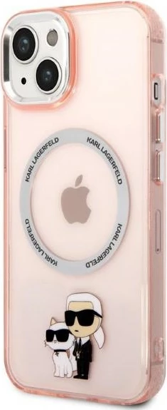 Mbështjellës Karl Lagerfeld KLHMP14SHNKCIP për iPhone 14 6.1", MagSafe, Rozë