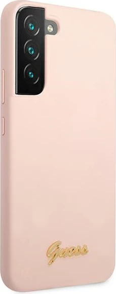 Mbështjellës Guess Silicone Script për Samsung Galaxy S22+, Rozë