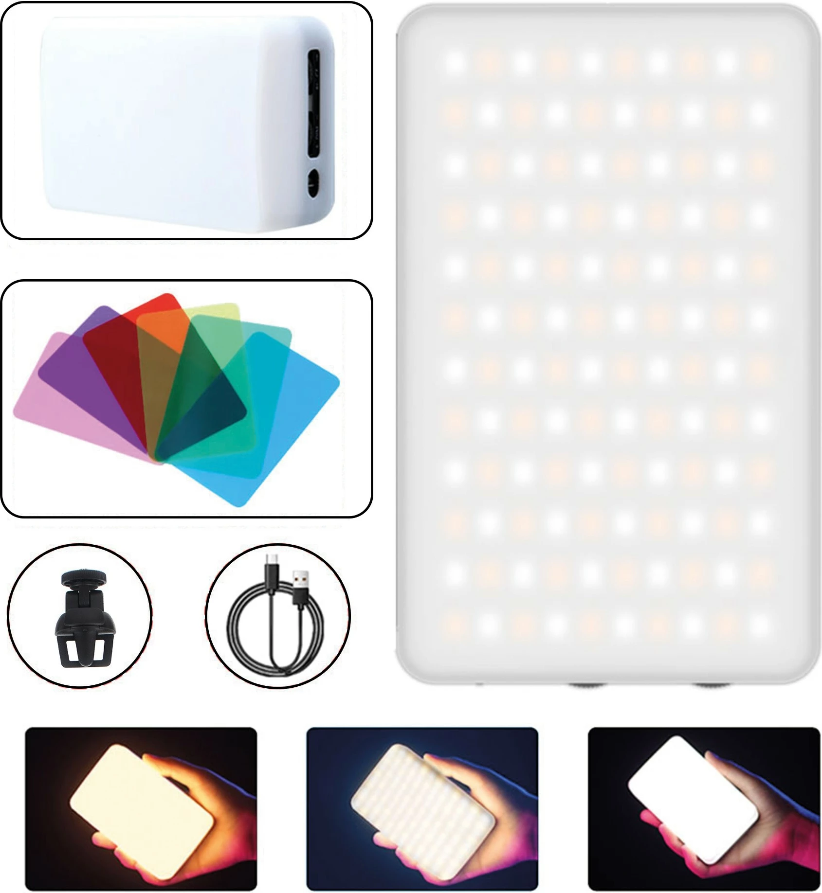 Dritë LED portabile RealPower VL-1, 3100mAh, 8W, 120 LED, e zezë/e bardhë