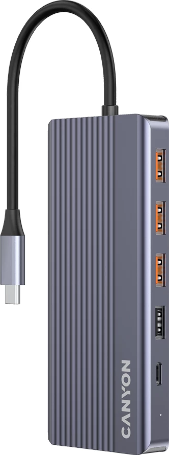 Hub USB-C CANYON DS-16 13n1 4K me Power Delivery, gri