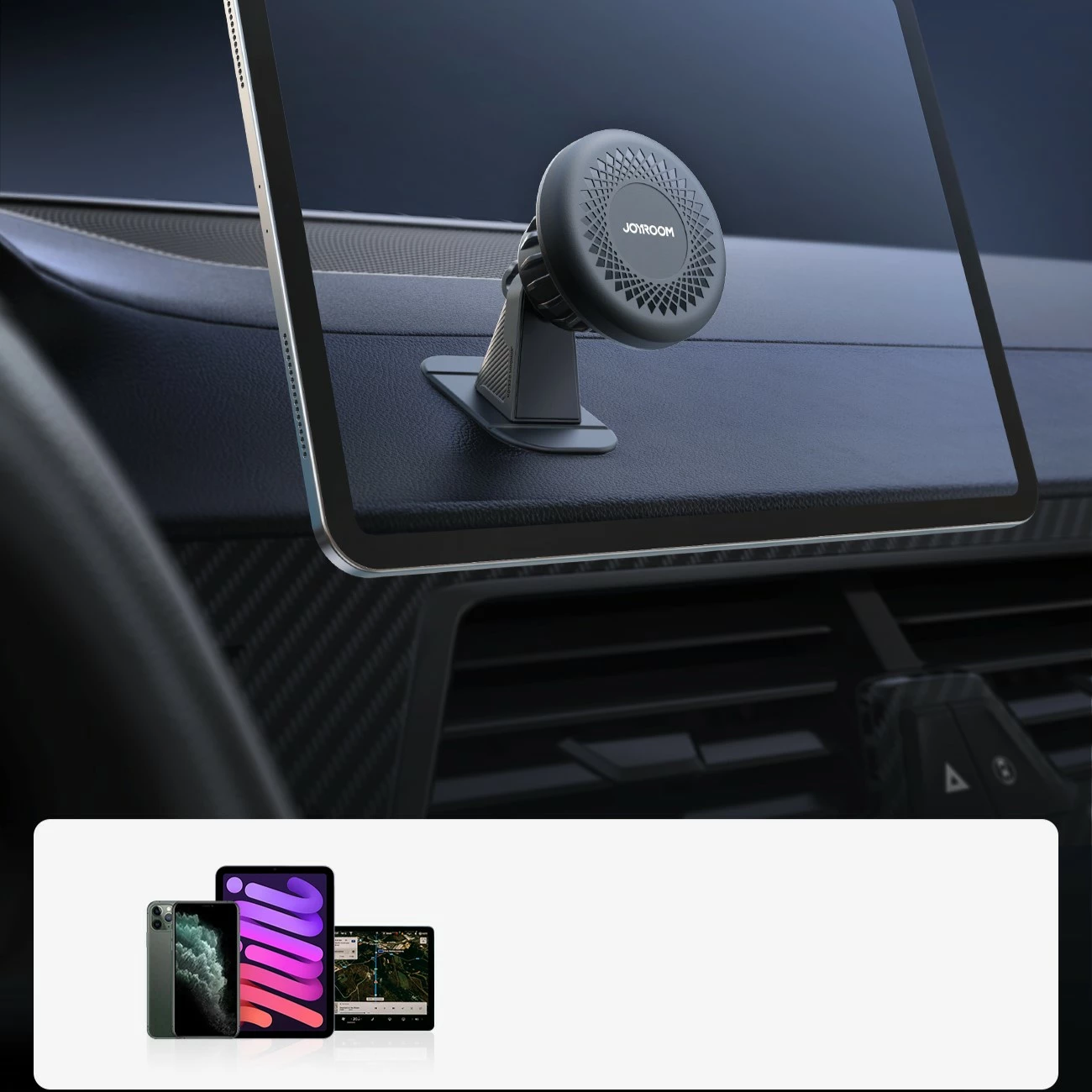 Mbështjellës magnetik Joyroom JR-ZS356 për telefon, për panel të makinës, gri e errët