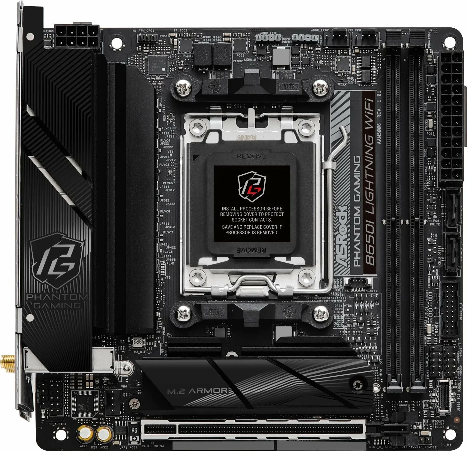 Pllakë amë ASRock B650I Lightning WiFi Mini-ITX, DDR5, Wi‑Fi 6E, 2.5Gb LAN