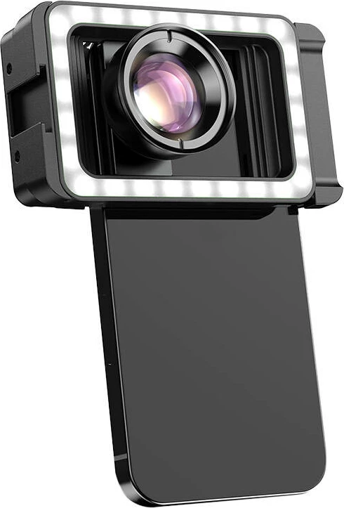 Lente makro për celular APEXEL APL-HB100FL23, 100mm, me LED, e zezë