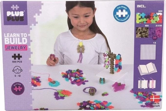 Set blloqe ndërtimi Plus Plus Mini Mix Glitter 500 copë, për bizhuteri, shumëngjyrëshe