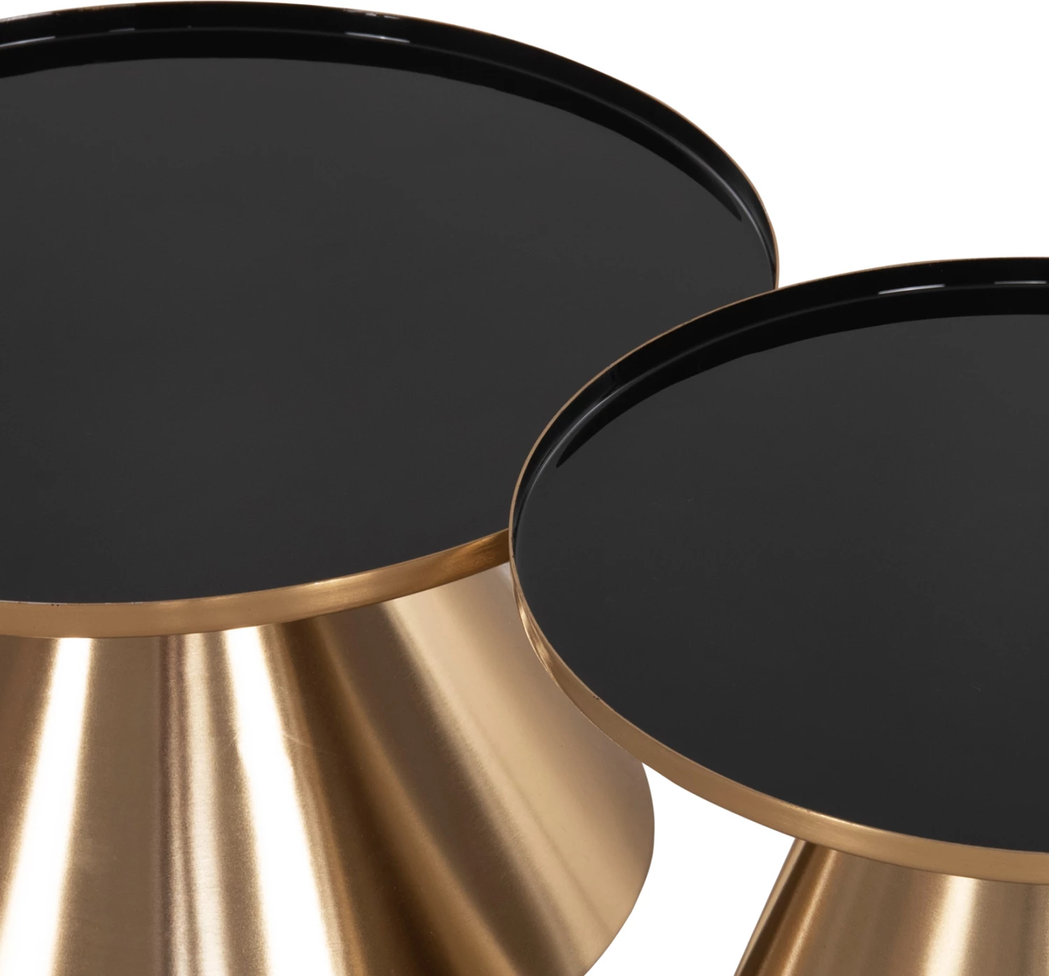 Tavolina kafeje 2 copë LORME FH9923 metalike, e zezë dhe e artë, Φ50 & Φ40 cm