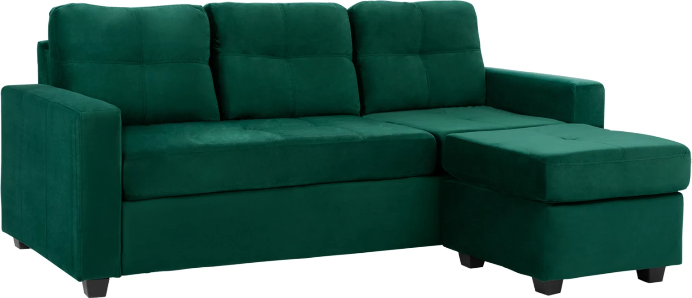 Divan qoshe i kthyeshëm, material kadife, ngjyrë cypress, 207x145x85, FH3004.13