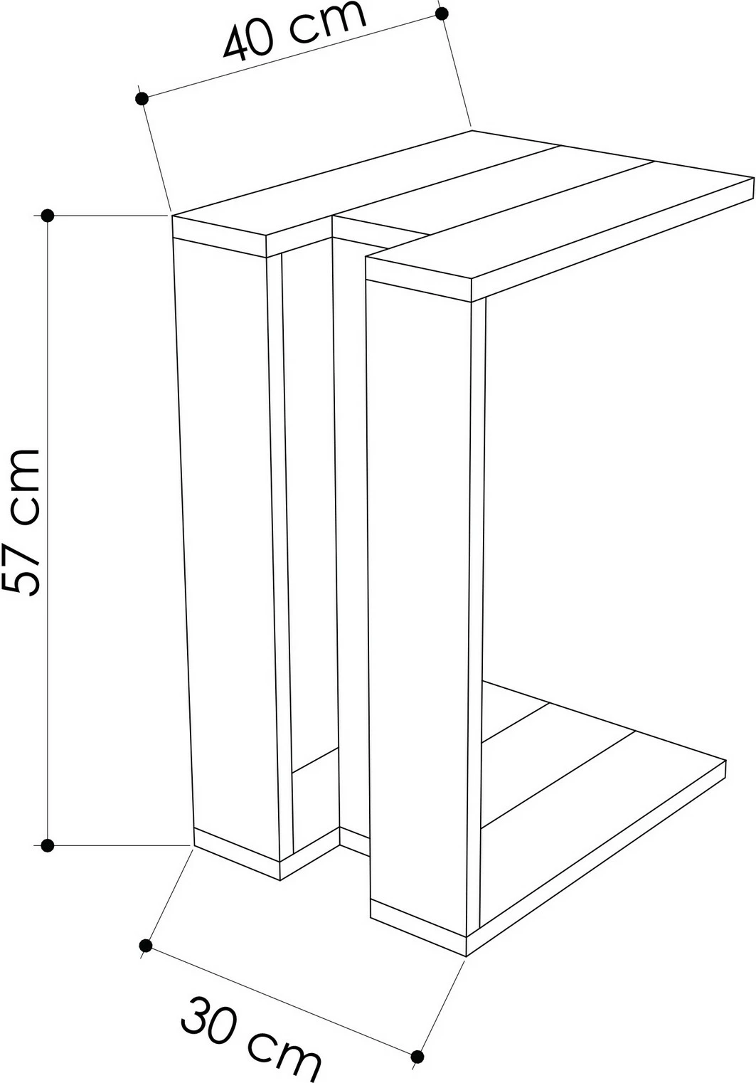 Tavolinë anësore Skye Decor, Muju, e bardhë