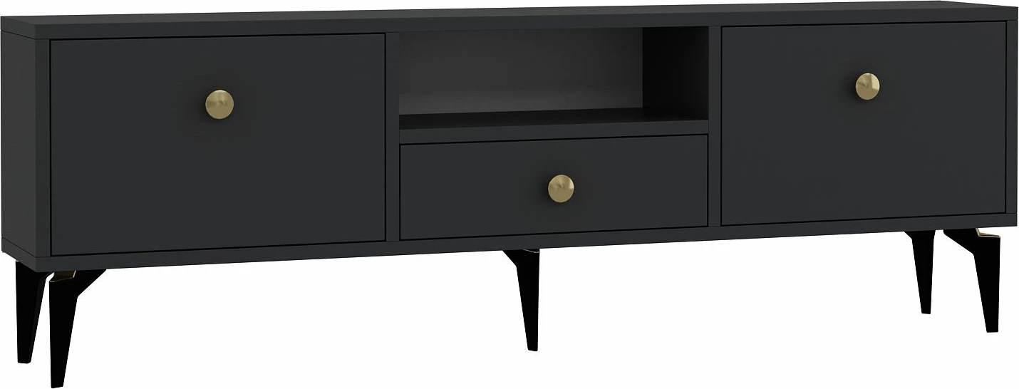 Komodë për TV, Skye Decor, 1300-DROP-1, antracit, ari