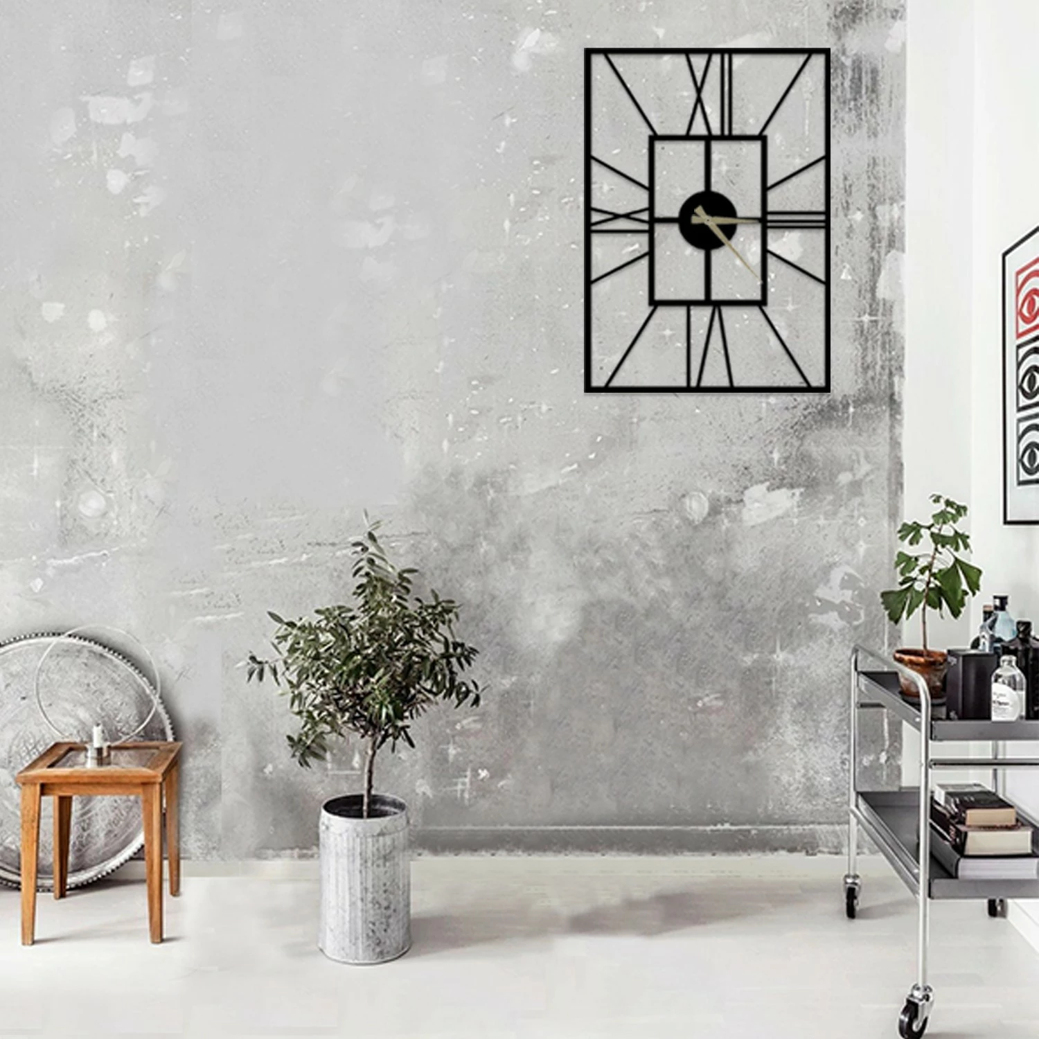 Orë muri dekorative metalike Wallity, Asalet, e zezë, 50x70cm