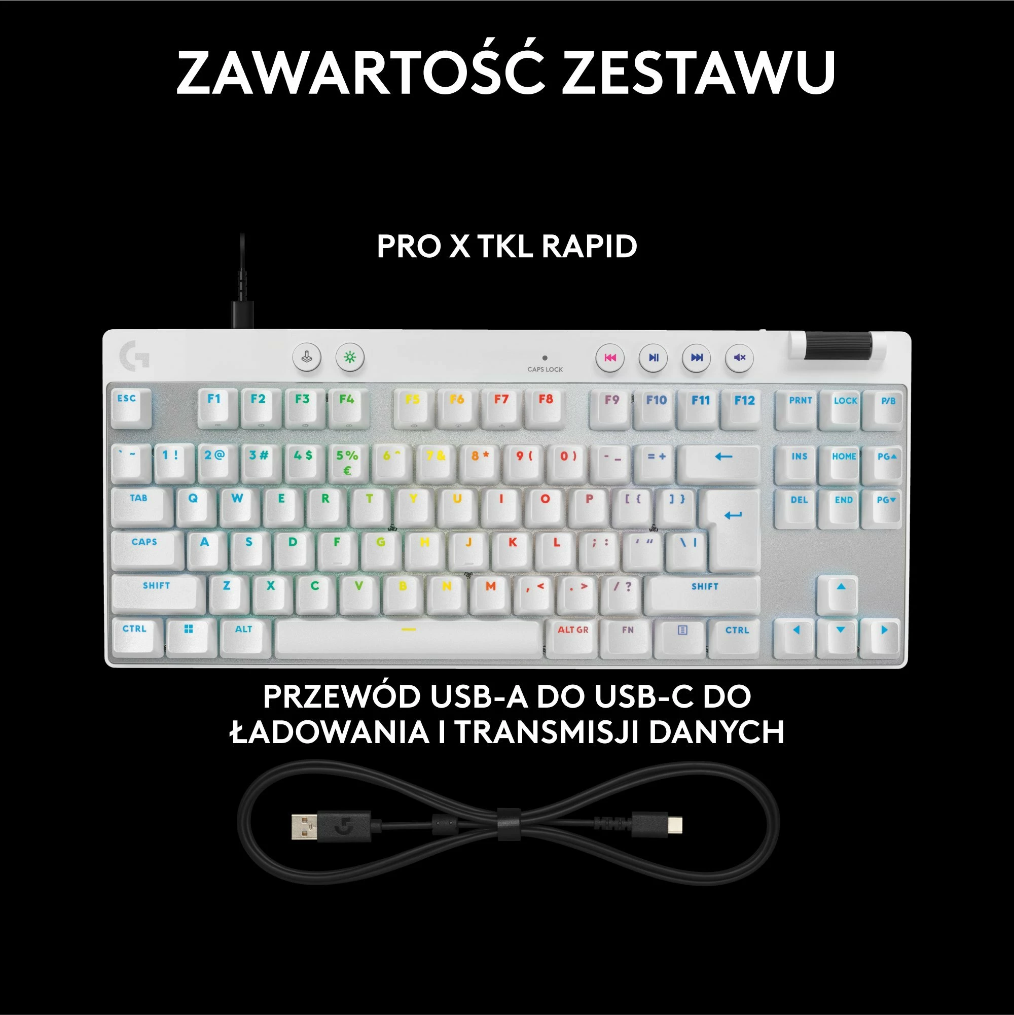 Tastierë gaming Logitech G PRO X TKL Rapid 920-013242, TKL 80%, RGB, e bardhë