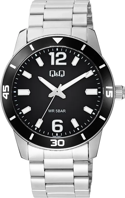 Orë dore Q&Q Q85B-005PY, e argjendtë/zezë