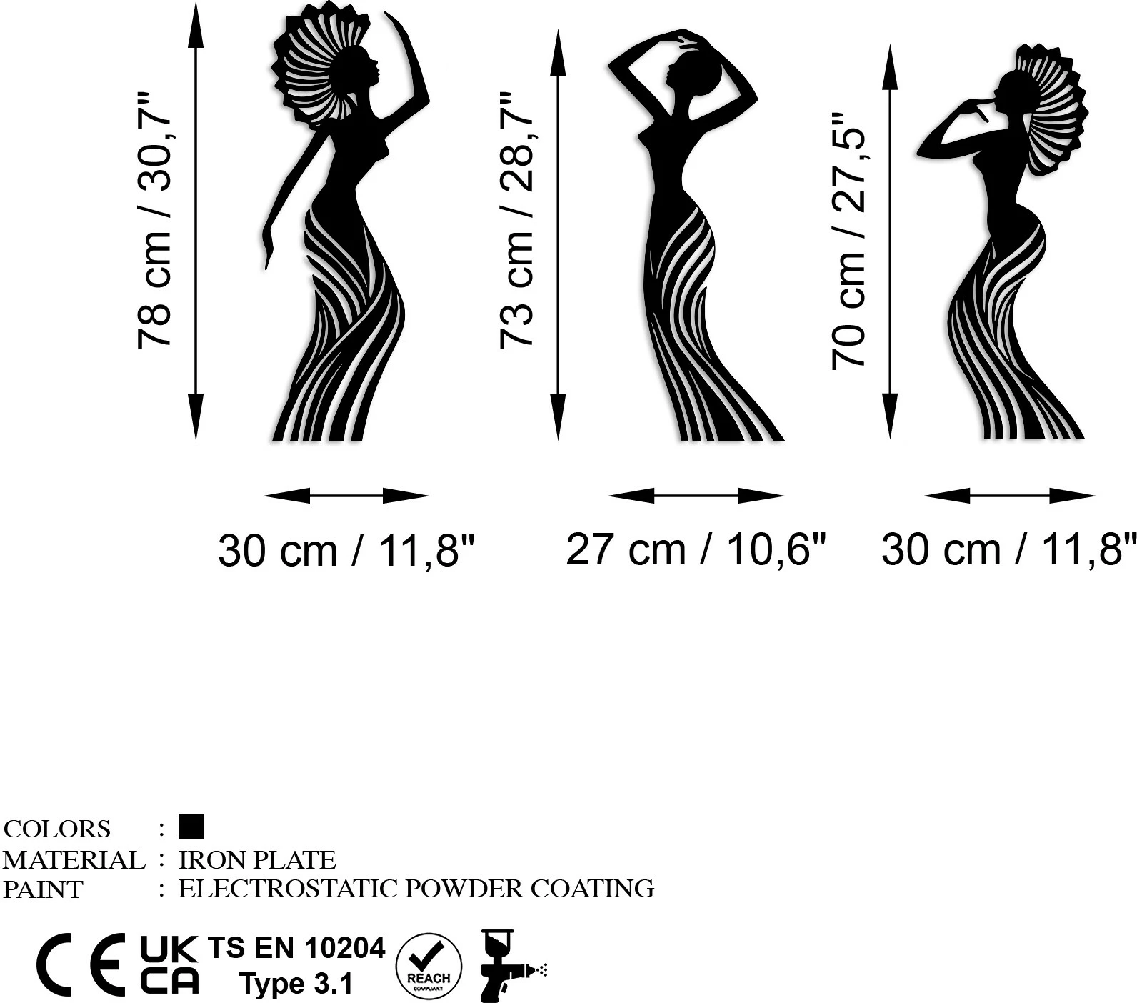 Set dekorativ metalik (3 copë), Wallity, valltare afrikane