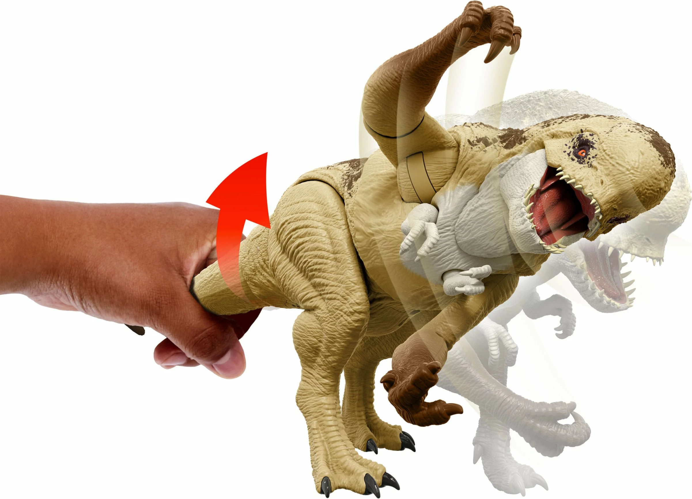 Figurinë dinosauri Mattel Jurassic World Rebirth Distortus Rex (D.Rex) JGB58 me tinguj, 55.9 cm, bezhë/kafe