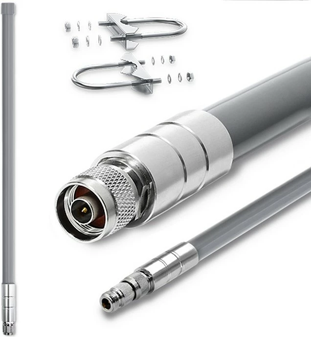 Antenë LoRa Qoltec 57053 omnidireksionale 12 dBi 868 MHz N-male për jashtë 1.5 m fibrë qelqi, gri, me aksesorë montimi