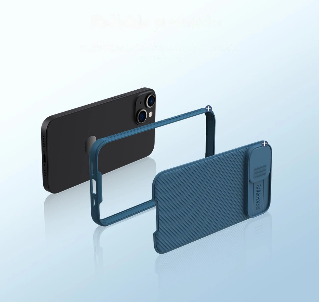 Mbështjellës Nillkin CamShield Pro Magnetic për iPhone 14 Plus, me mbrojtës kamere, MagSafe, Kaltër