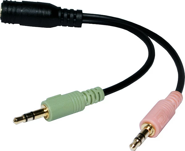 Adapter audio LogiLink 3.5mm, ndarës kufje/mikrofon, jeshile/rozë