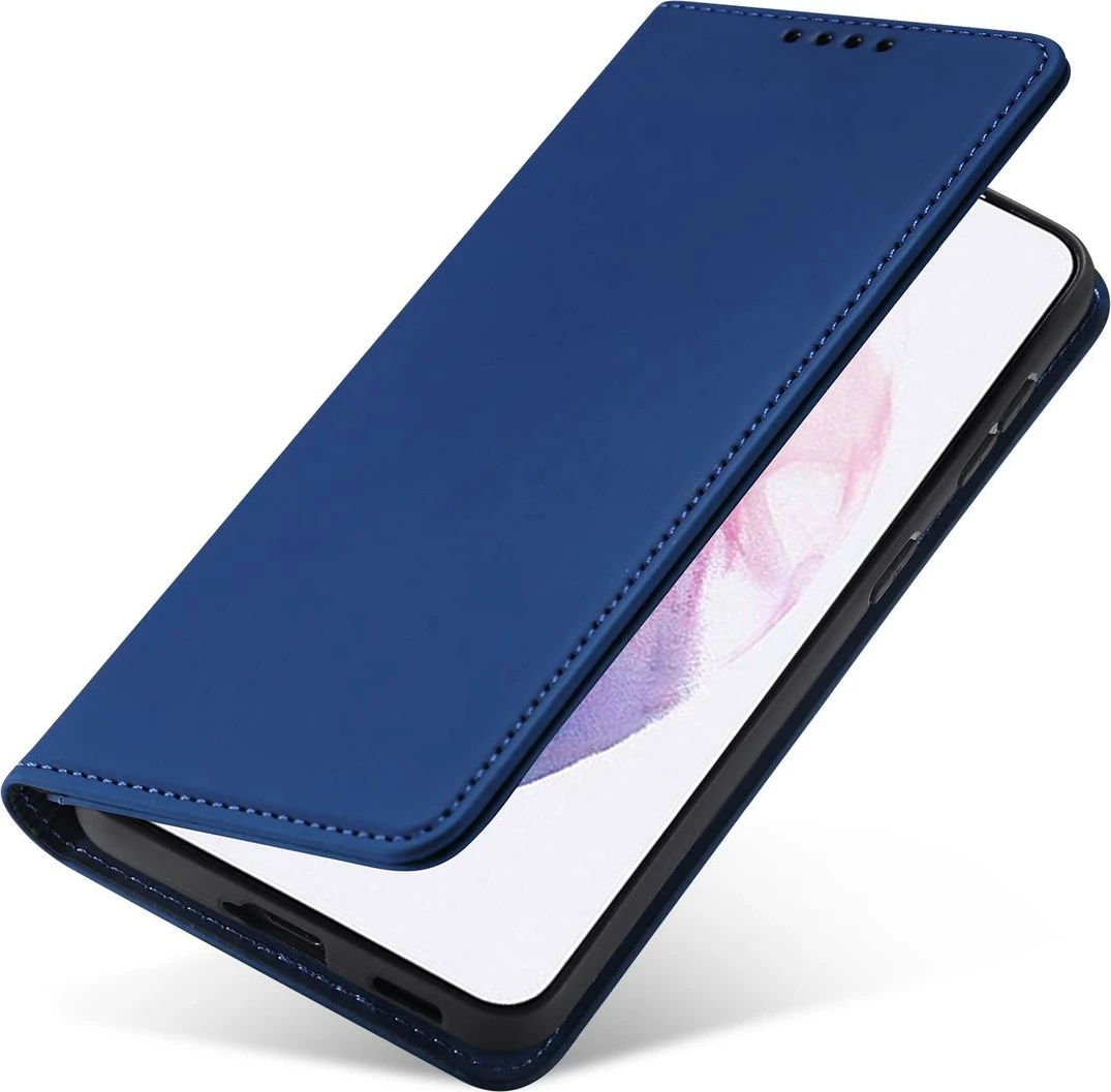 Mbështjellës Hurtel Magnet Card Case për Samsung Galaxy S22+, me kapak, portofol, stand, Blu