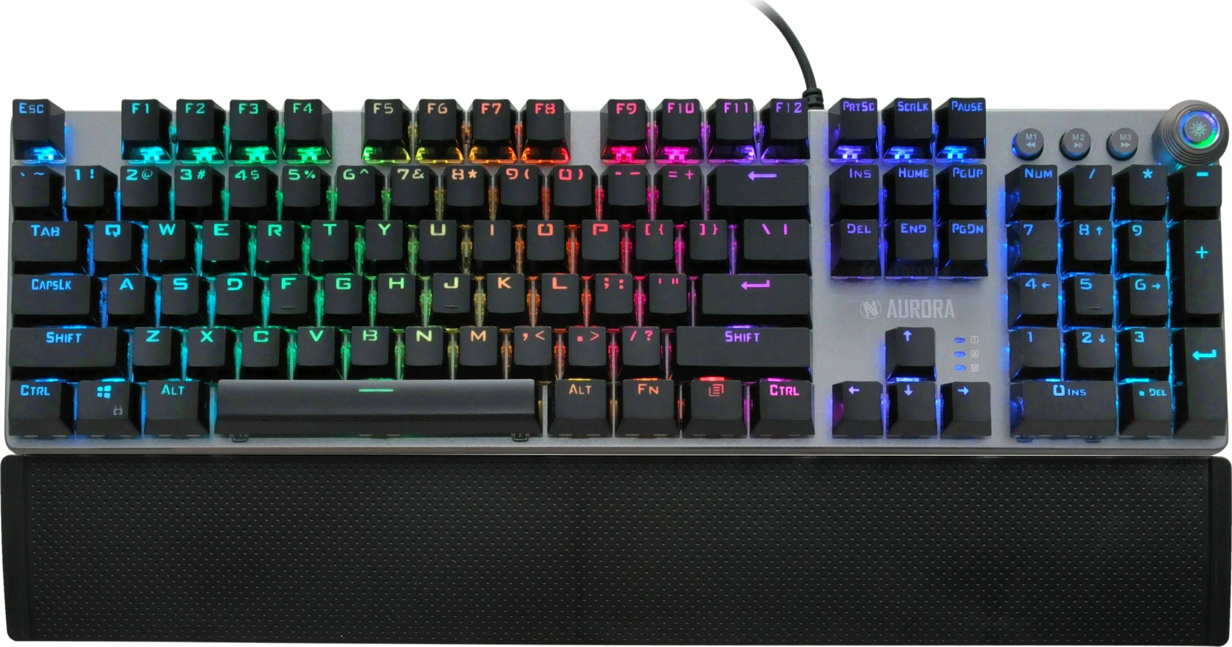 Tastierë mekanike gaming iBOX Aurora K-4 IKGMK4, RGB, KRGD Red Switch, full-size, me mbështetëse dore, argjend