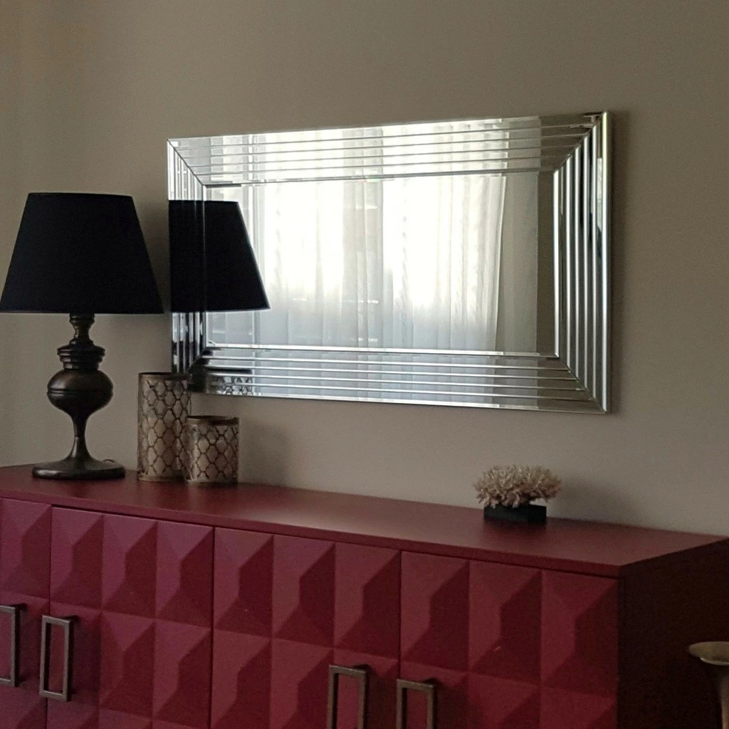 Pasqyrë moderne Hanah Home, A305Y, ngjyrë argjendi, 130x65cm