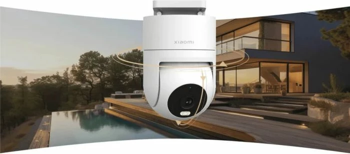 Kamerë sigurie outdoor Xiaomi CW300 4MP 2.5K, PTZ, IP66, Wi‑Fi + Ethernet, audio dy-kahëshe, e bardhë