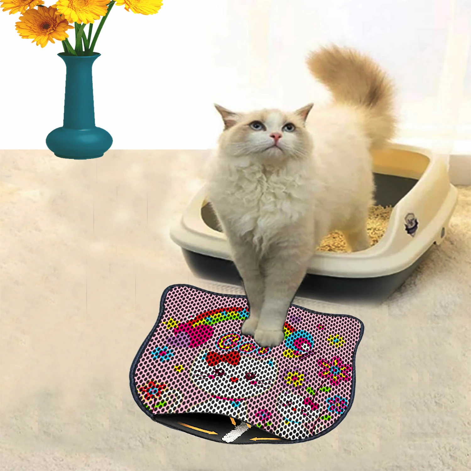 Tapet për rërë mace, shumëngjyrësh, Paws & Whiskers, Kdkafa0047, 40x50cm