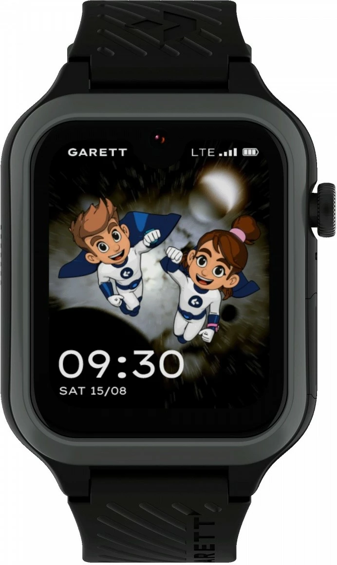 Smartwatch për fëmijë Garett Kids Essa 2 AI 16 GB 4G LTE AMOLED 1.77" nanoSIM IP68, e zezë, set me 2 rripa